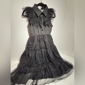 Muababy Girls Black Ruffled Tulle Dress - Elegant Layered Party Dress Sz 11-12Y